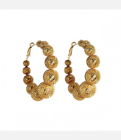 Aztec Coyotl Hoop Gold Earrings