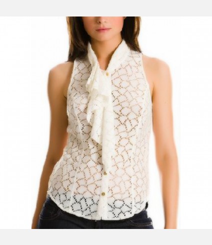 Ruffled Lace Sleeveless Shirt