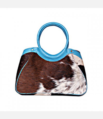 Blue Cowhide Leather Tote