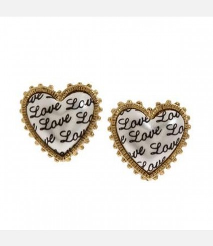 Love Pearl Heart Stud Earrings