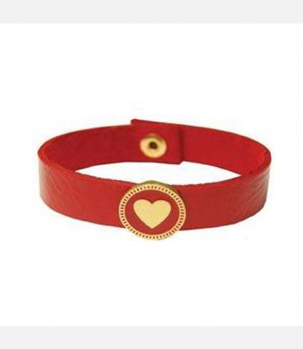 Heart Medallion Leather Bracelet