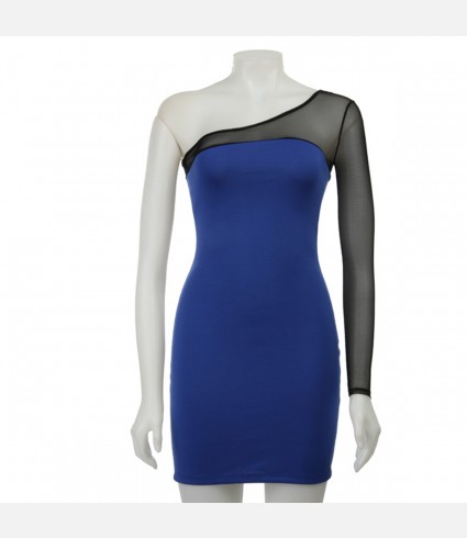 Cobalt Sheer Illusion Dress