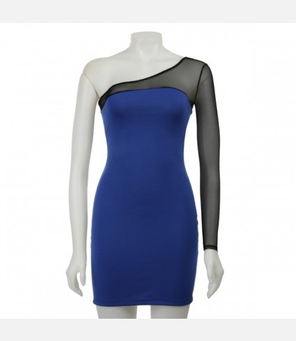Cobalt Sheer Illusion Dress