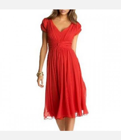 Red Pleated Dress