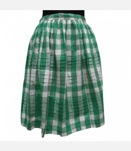 Green pleated plaid skirt