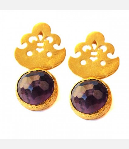 Amethyst Fleur de Lis Earrings