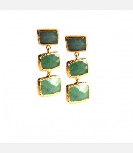 Three Stone Jade Drop Earrings