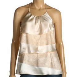  Pale Tiered Silk & Lace Cami