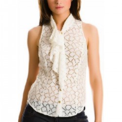 Ruffled Lace Sleeveless Shirt