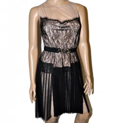Lace Pleated Cocktail Dress