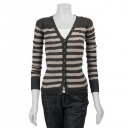 Long-sleeve V-neck Striped Cardigan Sweater