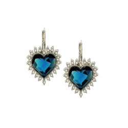 Blue Heart Crystal Earrings