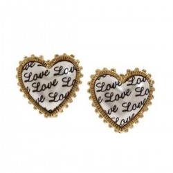 Love Pearl Heart Stud Earrings