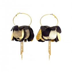 Droop Petal Hoop Earrings with Chain