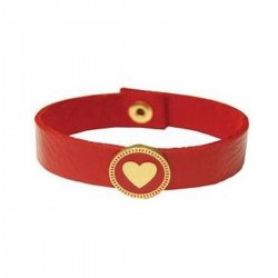 Heart Medallion Leather Bracelet