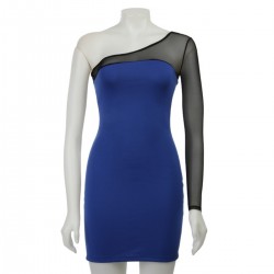 Cobalt Sheer Illusion Dress
