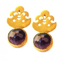 Amethyst Fleur de Lis Earrings