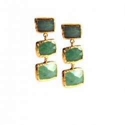 Three Stone Jade Drop Earrings