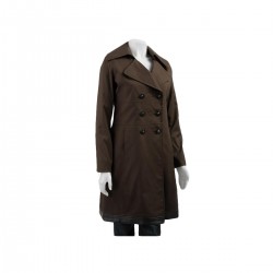 Faux Leather Trim Raincoat