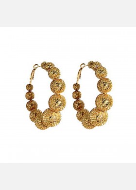 Aztec Coyotl Hoop Gold Earrings