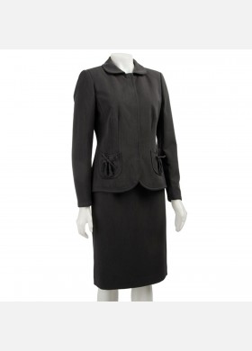 Atelier Charcoal Button-Front Skirt Suit