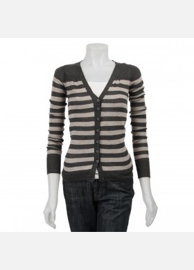 BCBGeneration Long-sleeve V-neck Striped Cardigan Sweater