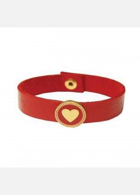 Heart Medallion Leather Bracelet