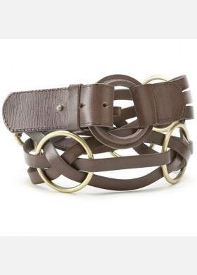 Sliced Leather Belt with Rings