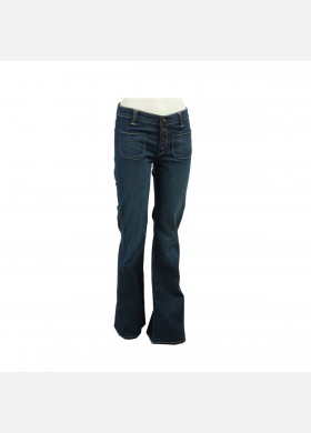 Exposed Button Flare Jeans