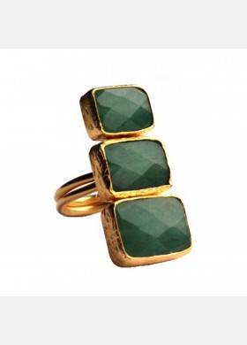 3 Stone Jade Ring