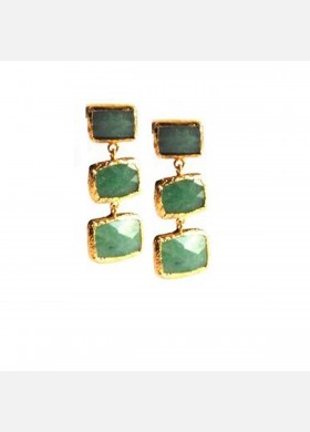 Three Stone Jade Drop Earrings